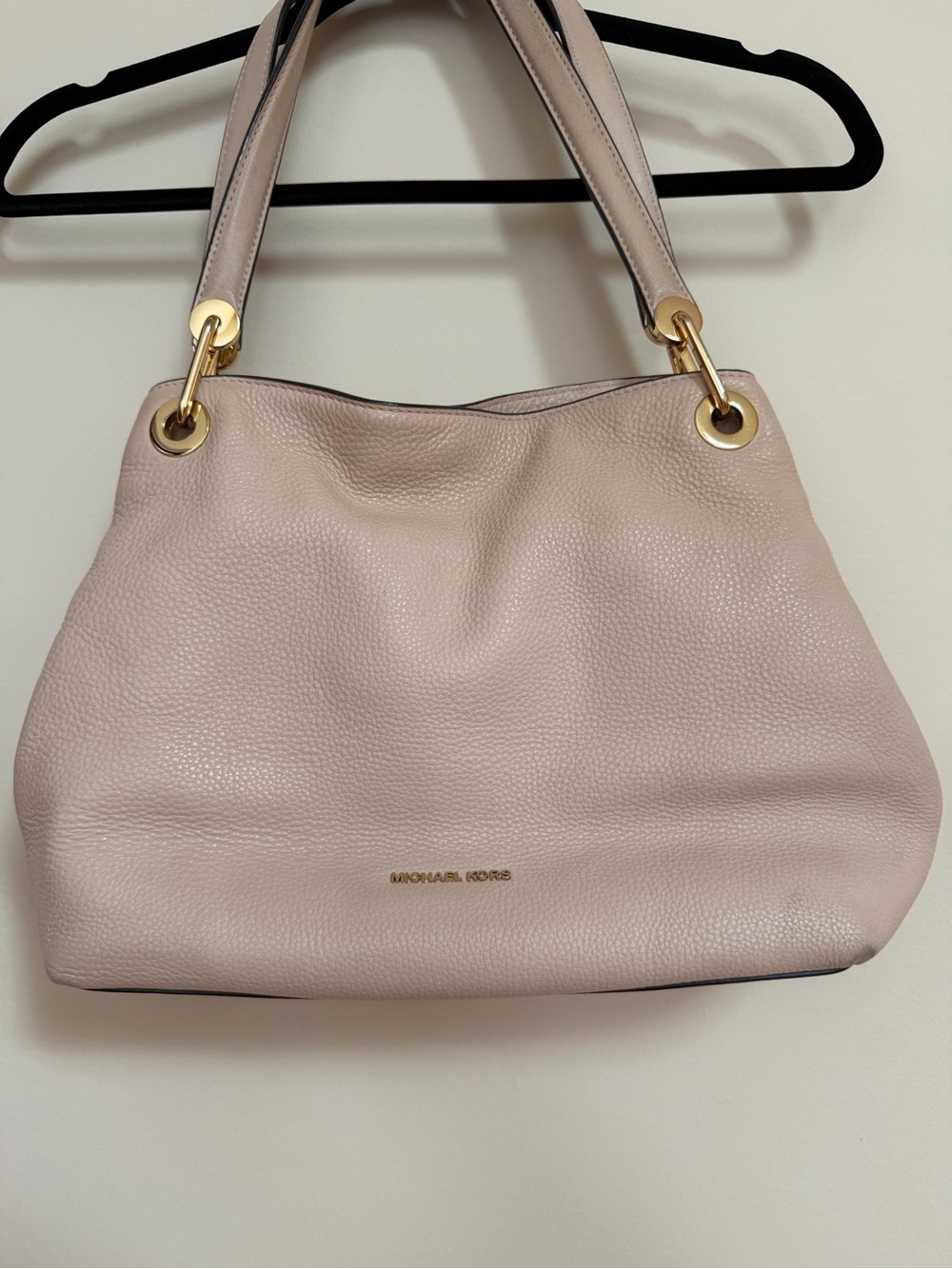 Michael Kors Soft Blush Leather Shoulder Bag with Gold Hardware